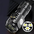 thumbnail image 2 of Three-Eyed Mini Flashlight Flash Super Power Waterproof Outdoor Travel Black, 2 of 9