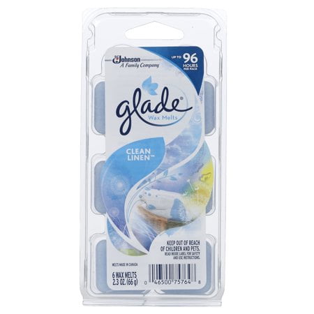(2 pack) Glade Wax Melts, Clean Linen, 12 total refills, 2.3