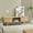 Natural + Solid Wood+MDF, variant on Rattan Woven TV Stand MDF Body Solid Wood Legs Sliding Door 55.12x15.75x18.31 Inch 220lbs Load Capacity(White)