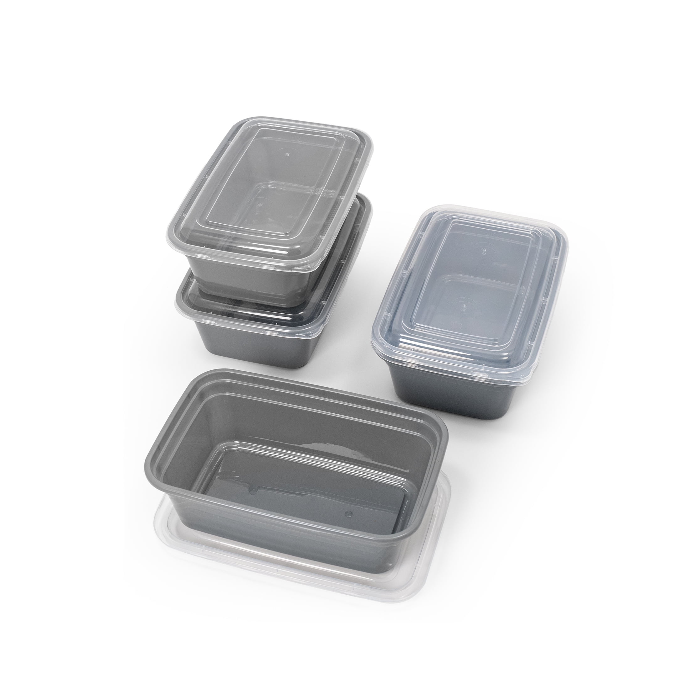 Mainstays 5-Pack 1-Compartment BPA-Free Plastic Snack Meal Prep Food Storage Containers, 3 Cup, Soothing Grey