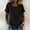 Black, variant on Women's Round Neck Diagonal Button Short Sleeve Blouse Deep Moss Tone Solid Relaxed Fit Linen Summer Casual Tee Purple S