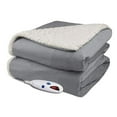 thumbnail image 3 of Pre-Owned Biddeford Velour and Sherpa Heated Throw Blanket Charcoal Gray, 3 of 5