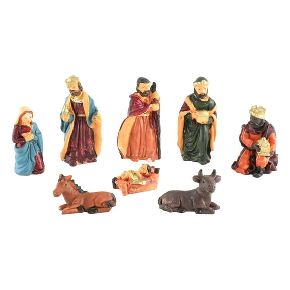 Nativity Scene Figures Resin Statue Holy Family Crafts Artwork Religious for TV Shelf Fireplaces Christmas Decoration