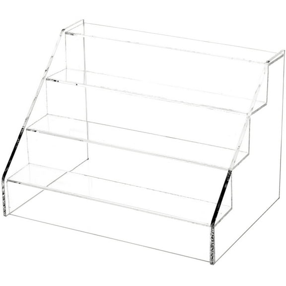 Plymor Clear Acrylic 4-Step Open Front Display Stairs, 10.5" W x 7.25" D x 7.25" H