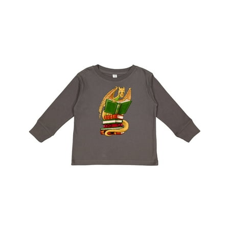 

Inktastic Well-Read Cute Gold Dragon Reading Books Gift Toddler Boy or Toddler Girl Long Sleeve T-Shirt