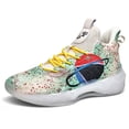 thumbnail image 2 of BINQER Zapatillas de baloncesto fluorescentes unisex, zapatillas de deporte superligeras de caña alta, botas de baloncesto de combate estilo grafiti, 2 of 7