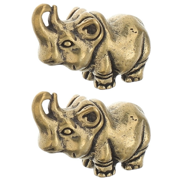 GOOHOCHY 2 piezas de adornos decorativos de latón con forma de rinoceronte para escritorio, adornos de bestias para el hogar.