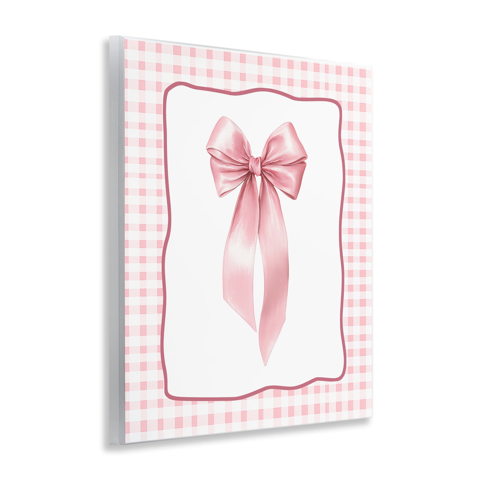 Stupell Industries Pink Gingham Ribbon Wall Plaque Art, design by Christine Simpson Art