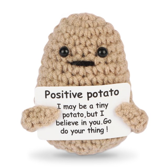 Muñeca DAFURIET Mini, divertida y positiva, lana tejida en forma de patata, 7,5 cm