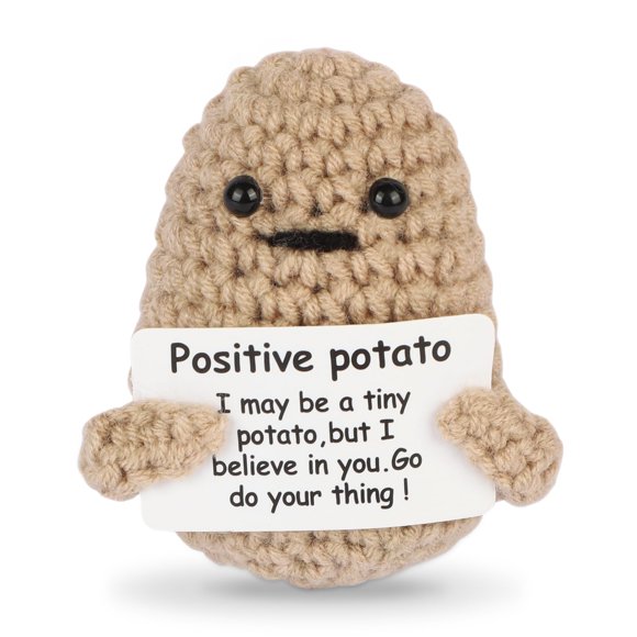 Muñeca DAFURIET Mini, divertida y positiva, lana tejida en forma de patata, 7,5 cm