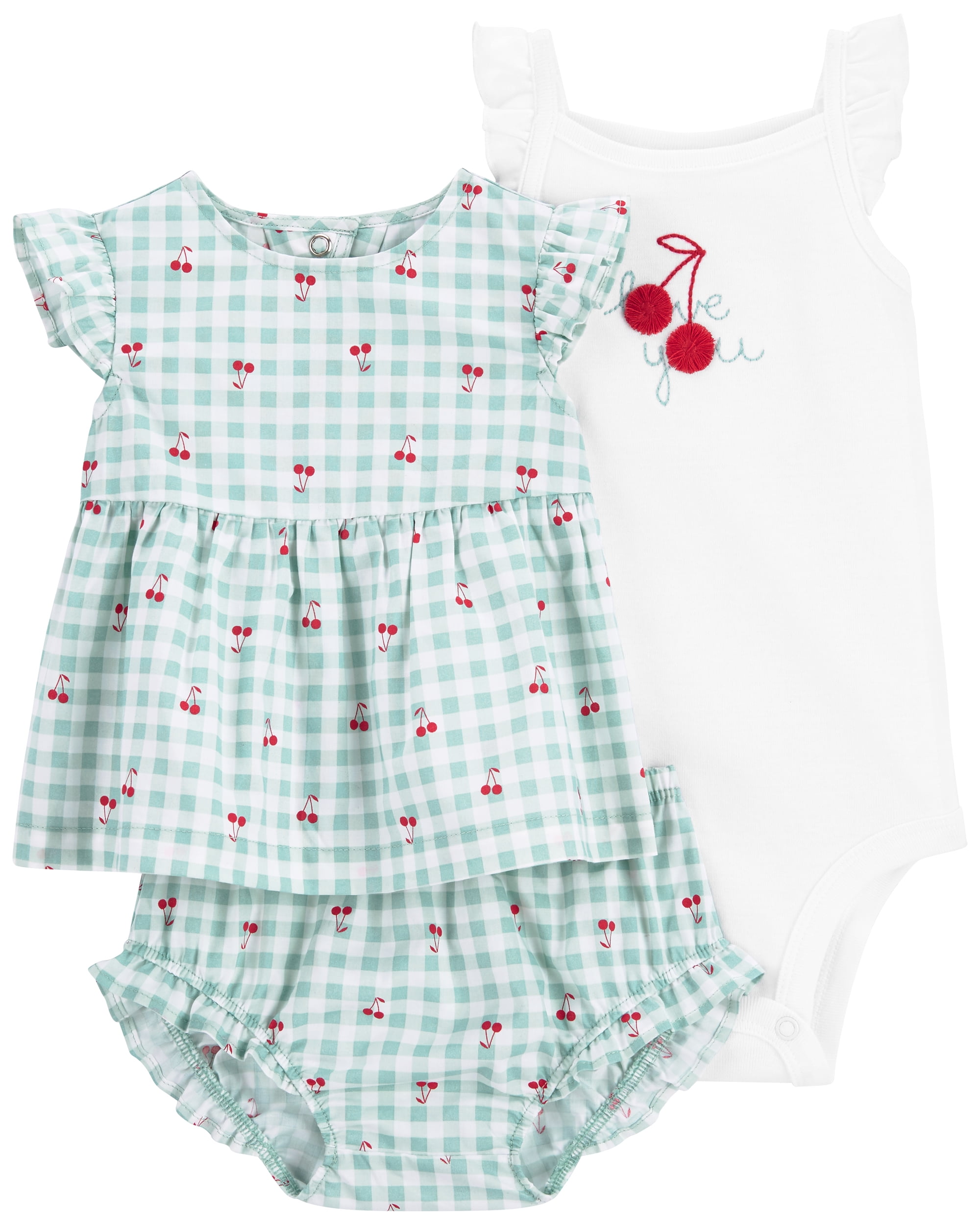 New Carter's Girls 1 Piece Outfit Romper Ice Cream Treats Ruffle Rear 6 9 12 24m