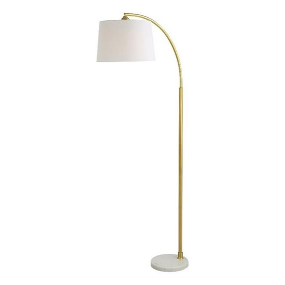 Maklaine 1-Light Coastal Marble and Metal Floor Lamp in White/Gold