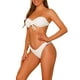 thumbnail image 4 of Conjuntos de bikini de dos piezas sin tirantes para mujer, traje de baño sólido con cordón, trajes de baño X-Large blanco, 4 of 5