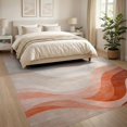 thumbnail image 3 of ODIKA 8'x10' Washable Area Rug Non-Slip Chair-Friendly Mat Peach Gradient Swirling Wave Abstract Ripple Motif Pastel Ombre Design for Dining Room, Large Office, Lounge, 3 of 7