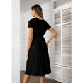 thumbnail image 2 of YININF Women's Black Casual Dress Pleated Loose Flowy Midi High Waist with Hidden Pocket Belted Dress, 2 of 5