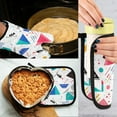 thumbnail image 5 of Yayeee Oven Mitts and Pot Holder Set of 2 Heat Resistant Kitchen Gloves Baking Hot Pad, Green Retro Triangles, 5 of 5