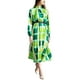 thumbnail image 1 of VISgogo Vestido casual para mujer, colorido, estampado geométrico, manga larga, medio cuello alto, vestido largo suelto VISgogo moda, 1 of 9