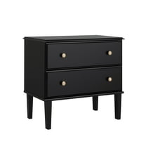 Prepac Lux Nightstand Bedside Table, Black Nightstand for Bedroom, End Table with 2 Drawers 16"D x 27.75"W x 25"H, BDNR-2302-1