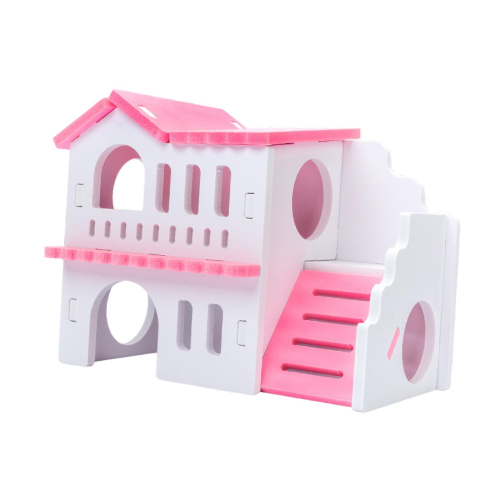 Bothyi Small Animal Hideout Exercise Toys Two Layers Hut for Gerbil Assemble Easily red white