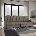 thumbnail image 2 of Seatcraft Diamante Zero-Gravity CoolZero Italian Leather Home Theater Seating, Power Headrest, Power Recline, Row of 4 Sofa, Gray, 2 of 9