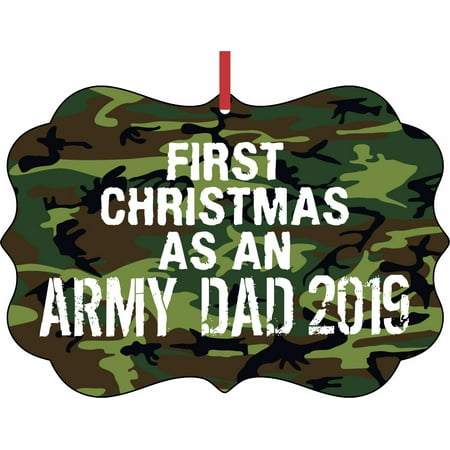 Lavender Line Father Christmas 2019 US Army First Christmas as an Army Dad 2019 Elegant Aluminum SemiGloss Christmas Ornament Tree Decoration - Unique Modern Novelty Tree Décor Favors ()