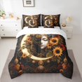 thumbnail image 2 of Homewish Rustic Flower Floral 7-Piece Bedding Comforter Set,Boho Bohemain Theme King Bedding Sets,Yellow Moon Sunflower Bed Sheets For Men Women,Ultra Soft Home Decor Reversible, 2 of 8