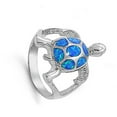 thumbnail image 4 of Sterling Silver Women's Blue Fire Turtle Ring Band 21mm Cubic Zirconia 925 Jewelry Female Size 5, 4 of 4