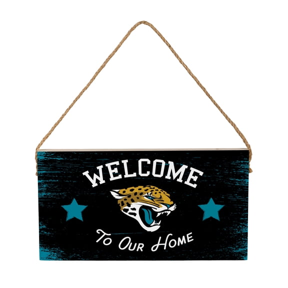 Jacksonville Jaguars 6" x 11" Welcome Home Wood Wall Sign with Rope Hanger