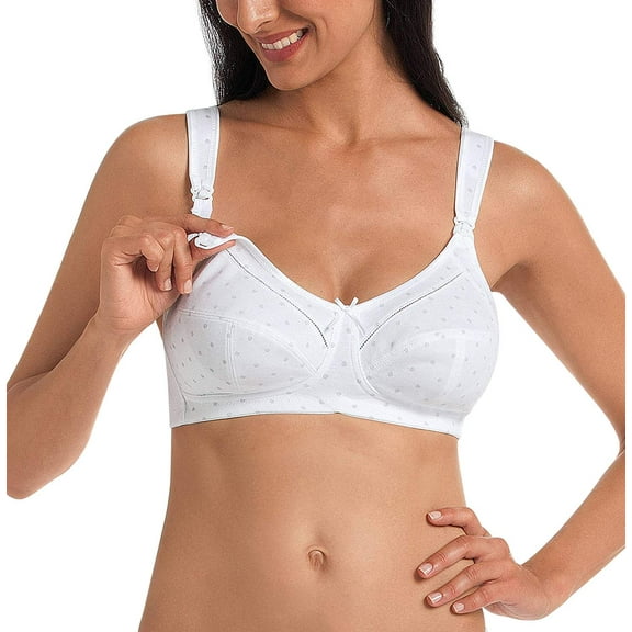 Anita PEARL WHITE Maternity Cotton Non-Wired Nursing Bra, US 36E, UK 36DD