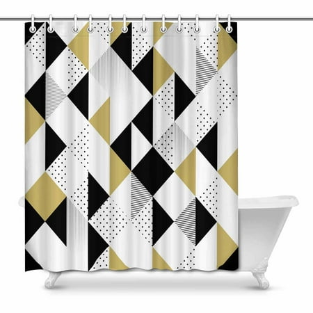 Pop Gold Black And White Triangle Bathroom Shower Curtain 66x72 Inch Canada - Gold And White Shower Curtain