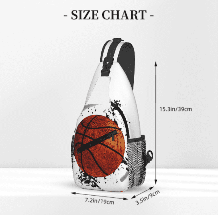 Stevemary abstract basketball Sling Bag Crossbody Chest Daypack Lightweight Canvas Backpack Shoulder Bag For Adult Travel Hiking For Camping Sport, 15.3x7.5x3.5 inch