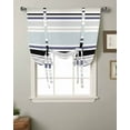 thumbnail image 2 of Black Blue Aqua Striped Tie Up Curtains for Window, Modern Farmhouse Lines Simple Stripes Thermal Insulted Balloon Shade Adjustable Rod Pocket Curtains Valance for Kitchen Bathroom Café 46 x 63, 2 of 7