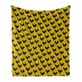 thumbnail image 1 of Rooster Soft Flannel Fleece Throw Blanket, Repeating Animal Silhouettes Placed on a Polka Dotted Background, Cozy Plush for Indoor and Outdoor Use, 50" x 70", Yellow Charcoal Grey, by Ambesonne, 1 of 5