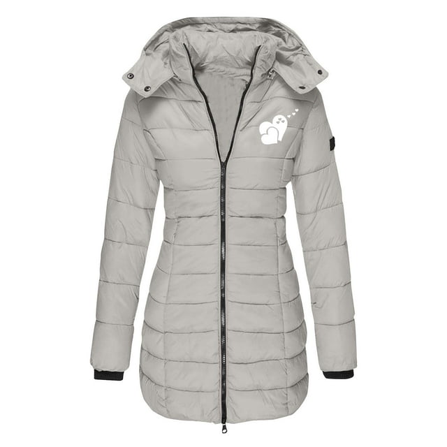 Chaqueta y abrigo informal de manga larga con capucha para mujer, estilo San Valentín, informal, de longitud media, cálido, con estampado, de algodón, con capucha, blusa, abrigo para mujer