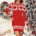 thumbnail image 2 of Fiaer Christmas Sweater Dress for Women Funny Graphic Crew Neck Plus Size Trendy Long Sleeve Casual Knitted Clothing Red S, 2 of 4