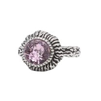 HIJONES Women Men's Gemstone Sun Ring Band Stainless Steel Vintage Cubic Zircon Jewelry Pink Size 8
