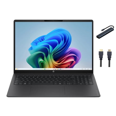 HP OmniBook 3 16 inch Next Gen AI PC 2K IPS Display Laptop, Snapdragon X X1-26-100, 16GB DDR5 RAM, 512GB SSD, Copilot AI, Windows 11 Home, Mica Silver with Mazepoly Accessories