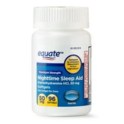 Equate Maximum Strength Nighttime Sleep Aid Softgels, 50 mg, 96 Count