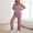 Pink, variant on Pajama Sets for Women 2 Piece Ribbed Knit V Neck Solid Long Sleeve Top and Pant Fall Winter Cozy Casual Relaxed Fit Outfits