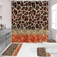 thumbnail image 2 of 4 Pcs Black Leopard Print Shower Curtain Set with Non-Slip Rugs, Toilet Lid Cover and Bath Mat, Wild Animal Skin Bathroom Decor Set with Shower Curtain and Rugs(Hooks Not Included), 2 of 6