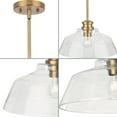 thumbnail image 6 of Singleton Collection One-Light 14" Vintage Brass Farmhouse Medium Pendant Light with Clear Glass Shade, 6 of 8