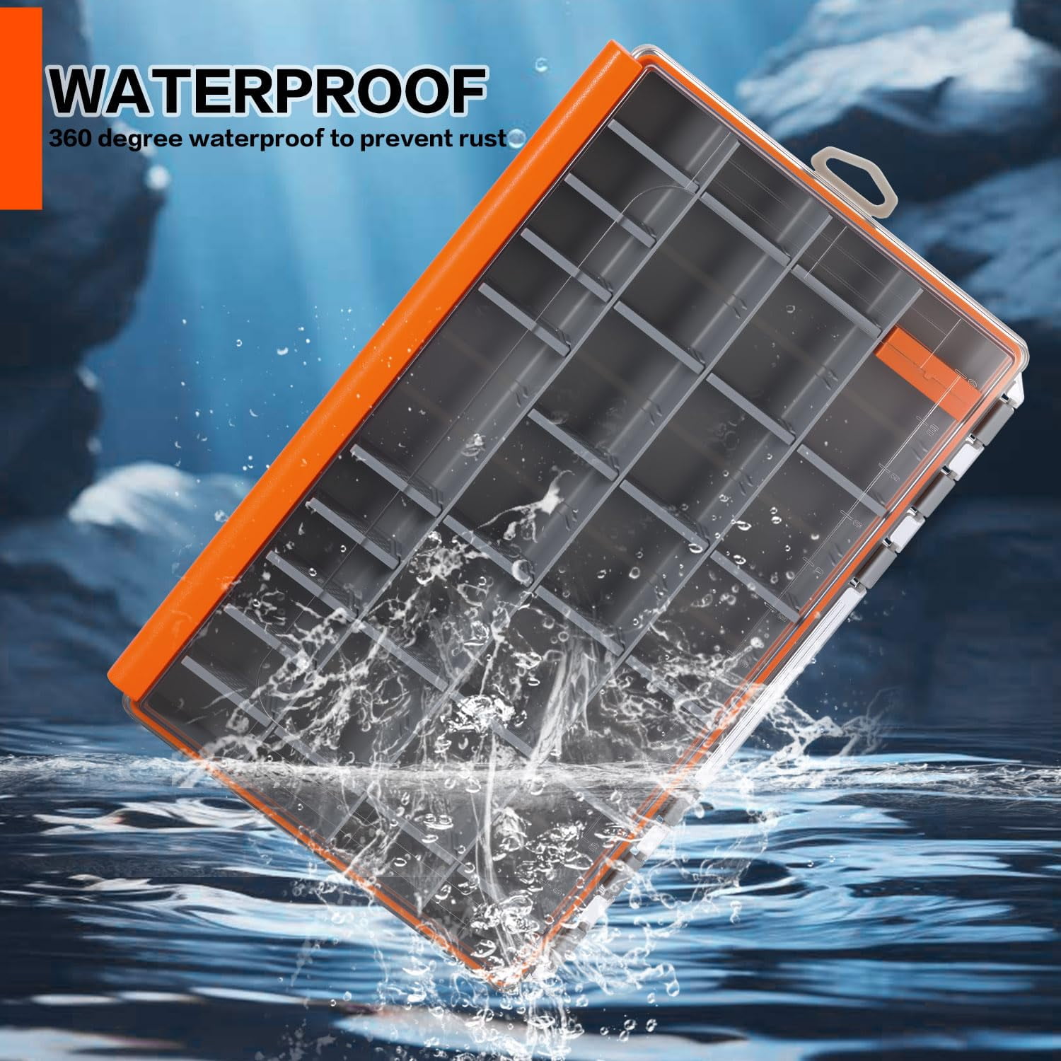 Waterproof Tackle Box Plastic Box-2packs 3700 Trays Fishing Organizer With Removable Dividers Storage.