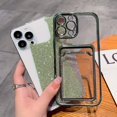 thumbnail image 4 of Compatible for iPhone 14 Pro Max 6.7 Inch Bling Plating Case with Card Slot, Cute Clear Glitter Phone Case for Women Girls Soft TPU Shockproof Back Cover for iPhone 14 Pro Max Green, 4 of 15