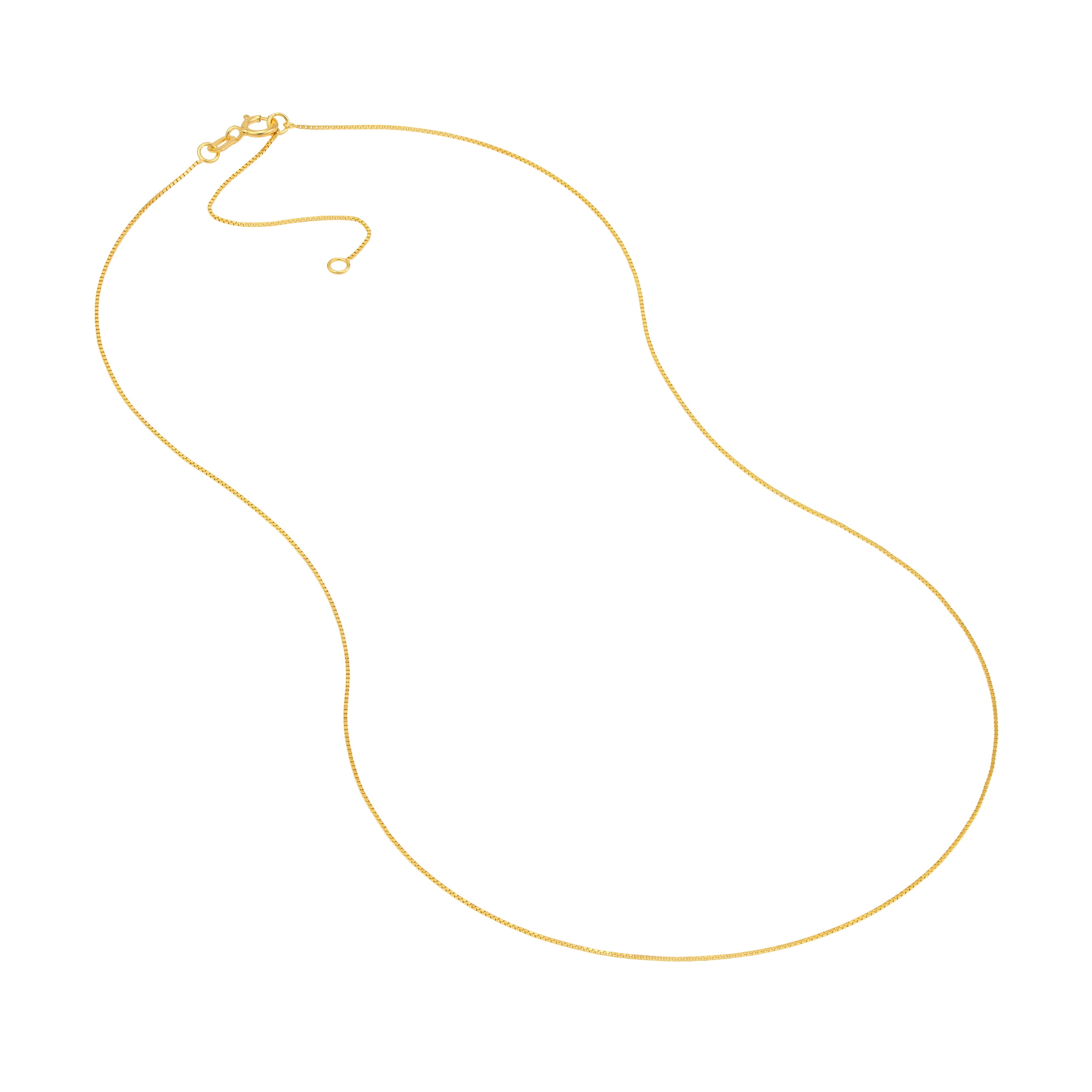 14kt Yellow Gold 0.55mm Adjustable 16" - 18" Women's Box Chain Necklace with a 040 Gauge and 5.0mm Spring Ring Closure
