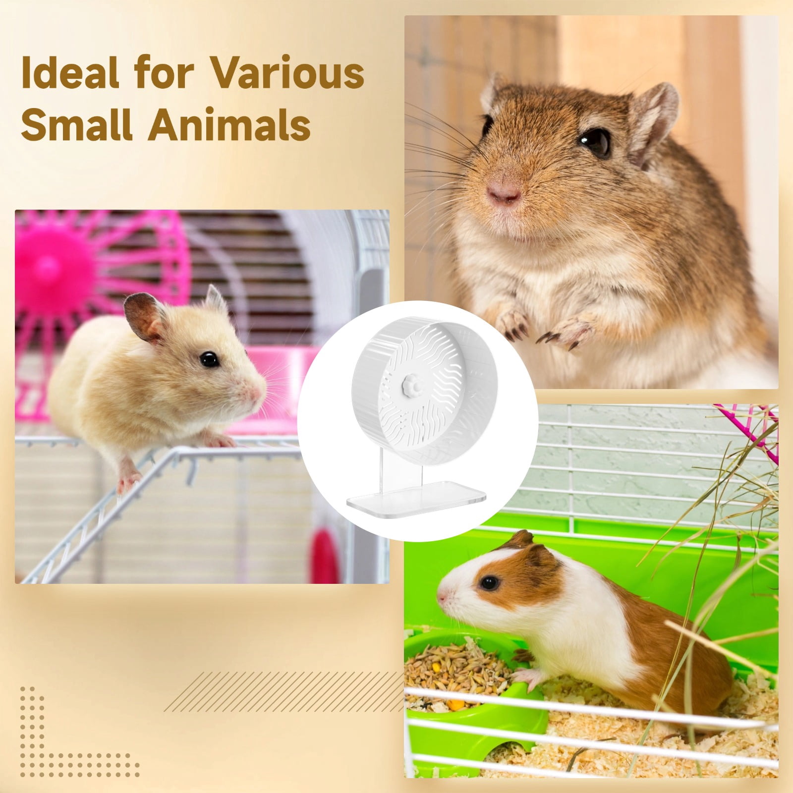Hamster Exercise Wheel, Silent Hamster Wheel with Acrylic Stand, Space-Saving Running Wheel, Quiet Spinning Wheel, Great for Guinea Pigs, Gerbils