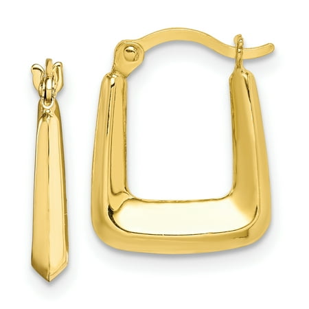10k Yellow Gold Squared Hoop Earrings Ear Hoops Set