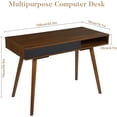 thumbnail image 4 of Modern Home Office Writing Desk, 42 Inch Computer Table Desk with Drawers, Simple Mid Century Modern Desk, Walnut, 4 of 9