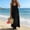 Black, variant on Women's Beach Maxi Dress V-Neck Short Sleeve Smocked Waist Dress, High Waist Summer Boho Chic Long Dress ,Women's & Women's Plus Khaki,Size S-2XL