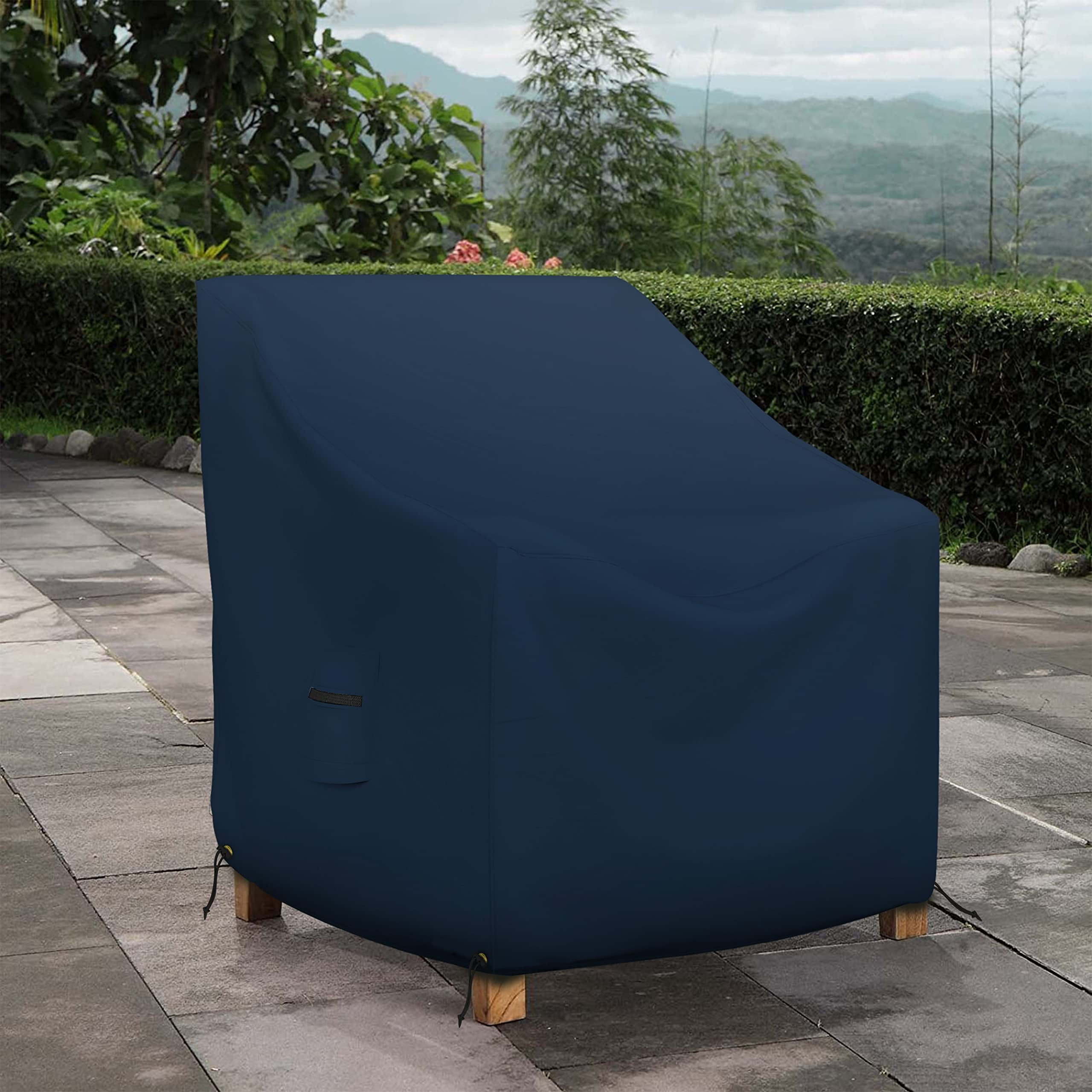 COVERS&ALL Outdoor Chair Cover, 12 Oz Waterproof UV & Weather Resistant Patio Furniture Sofa Cover for Outdoor Outside Seating Lawn Garden, with Air Vents & Drawstrings (36"W x 37"D x 36"H, Blue)