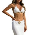 thumbnail image 5 of Swimsuit Cover up Women Bikini Swimwear with Cover up Skirts Tie Strap Backless Thong Bikinis Set Crochet Maxi Skirt 3pc Swimsuit Bathing Suit White XL, 5 of 9